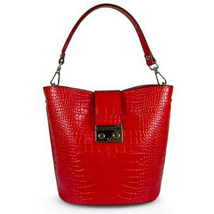 JULIENT Elvera Genuine Leather Bucket Bag - Red
