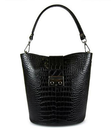 JULIENT Elvera Genuine Leather Bucket Bag - Black