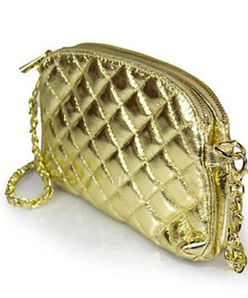 JULIENT Eloisa Genuine Quilted Leather Double Compartments Clutch Bag. - Gold