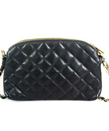 JULIENT Eloisa Genuine Quilted Leather Double Compartments Clutch Bag. - Nero