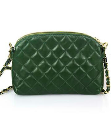 JULIENT Eloisa Genuine Quilted Leather Double Compartments Clutch Bag. - green