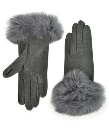 AMATO Daryn Faux Fur Cuff Texting Gloves - Gray