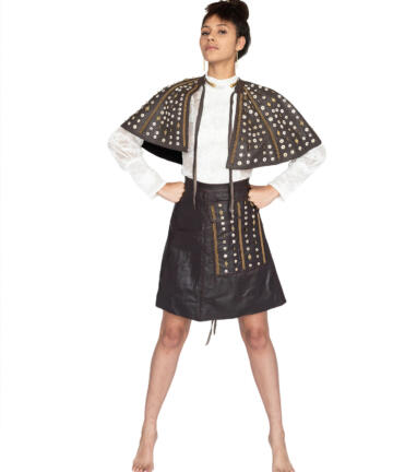 EMBELLISHED LEATHER SKIRT AND CAPE (3)