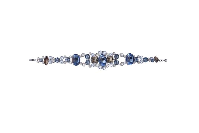 BRAC05 Sky Blue Beaded Chain Bracelet
