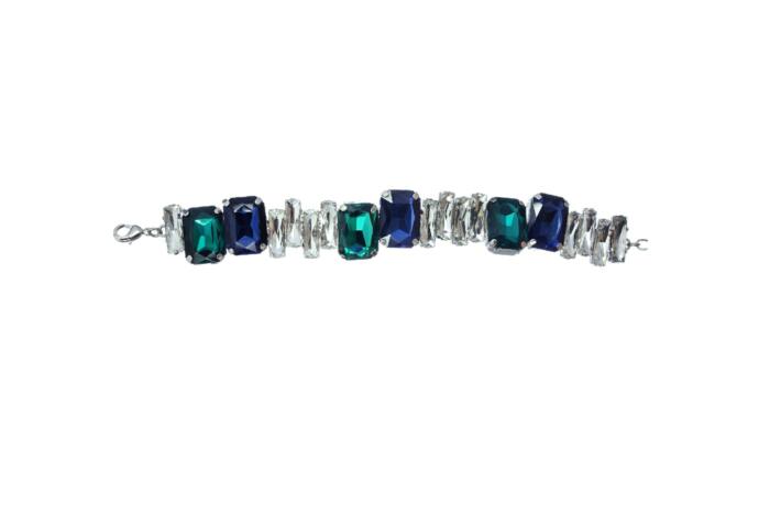 BRAC06 Royal Green And Blue Beaded Bracelet