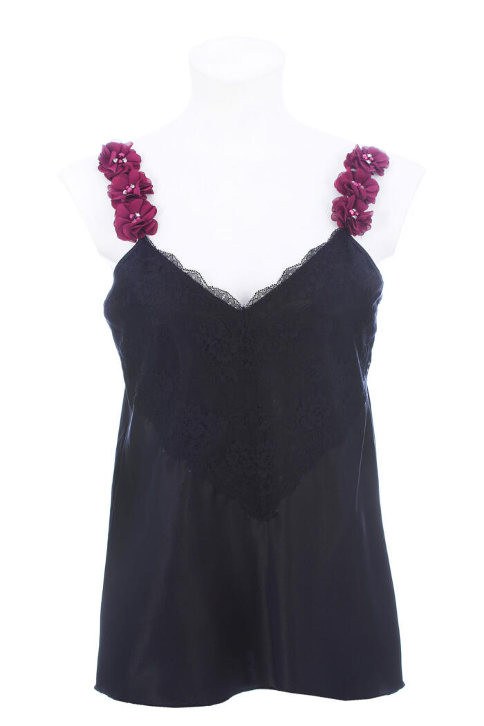 CA15A Black Camisole With Flower Strap 100� Poyester