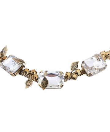 NEC01 Rhinstone Necklace With Gold Leaf2a