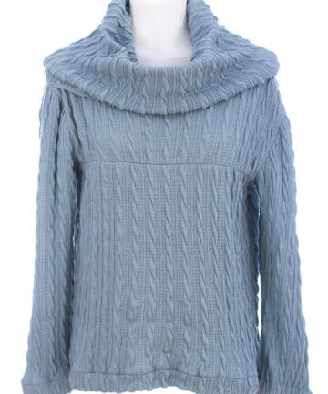 SW05 Sky Blue Cabel Knit Sweater With Cowl Neck 94�Cotton 6�Elastic