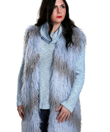 VE22 Sky Blue Eco Fur Vest