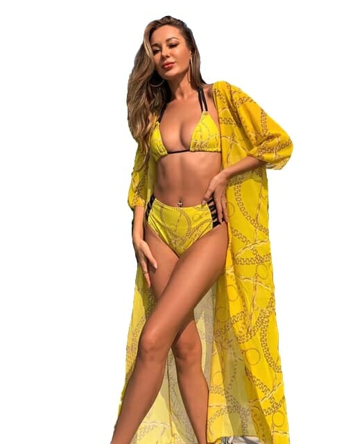 3 Pack Halter Lace Up Bikini Swimsuit And Cover Up Set 1 Mask Transparent
